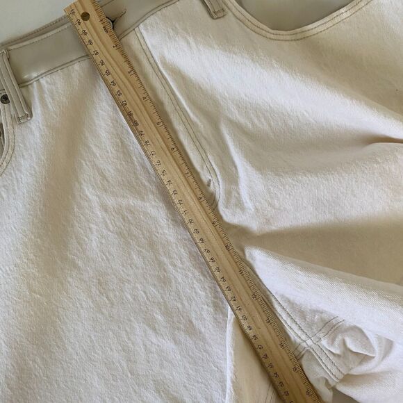 Abercrombie Fitch High Rise Shorts Women's Size 34/18 Ivory and Faux Leather - Picture 8 of 13
